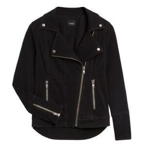 Liverpool Bradford Black Moto Jacket with Silver Zippers